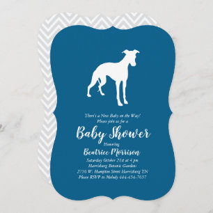 Whippet Dog Baby Shower Boy Blue Invitation