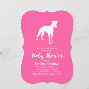 Whippet Dog Baby Shower Girl Pink Invitation