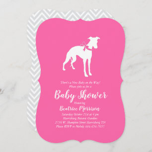 Whippet Dog Baby Shower Girl Pink Invitation