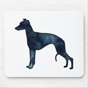 Whippet Dog Breed Black Watercolor Silhouette Mouse Mat