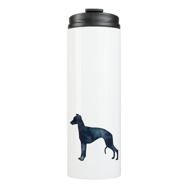 Whippet Dog Breed Black Watercolor Silhouette Thermal Tumbler (Front)