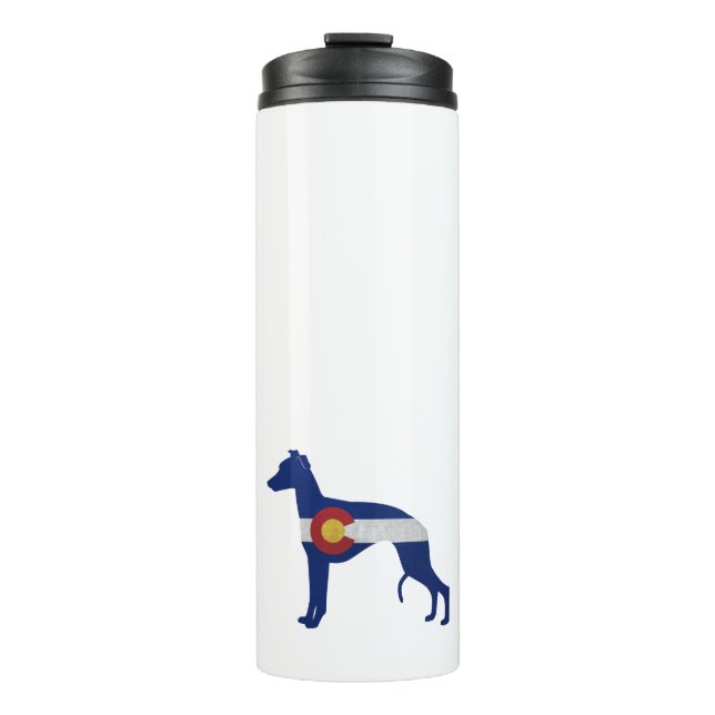 Whippet Dog Breed Colorado Flag Silhouette Thermal Tumbler (Front)