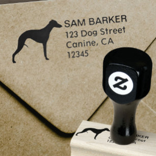 Whippet Dog Breed Silhouette Return Address Rubber Stamp