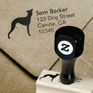 Whippet Dog Breed Silhouette Return Address Rubber Stamp