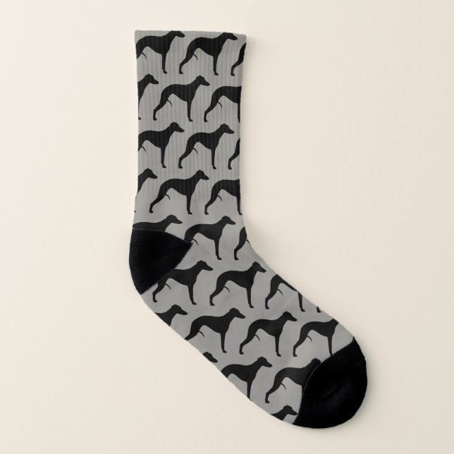 Whippet Dog Breed Silhouettes Pattern Socks (Left Inside)