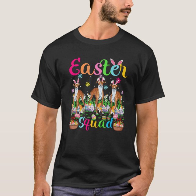 Whippet Dog Bunny Ear Easter Squad Whippet Happy E T-Shirt (Front)