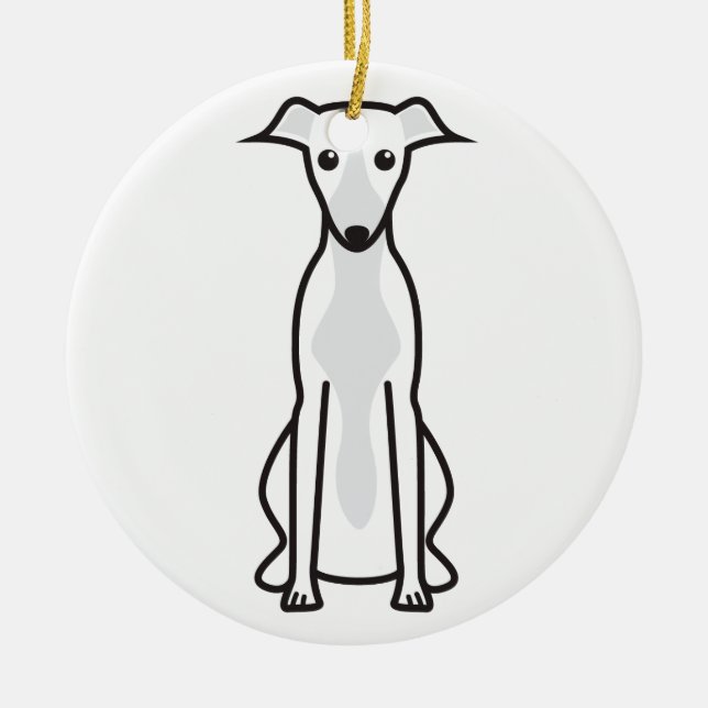 Whippet Dog Cartoon Ceramic Tree Decoration (Front)