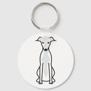 Whippet Dog Cartoon Key Ring
