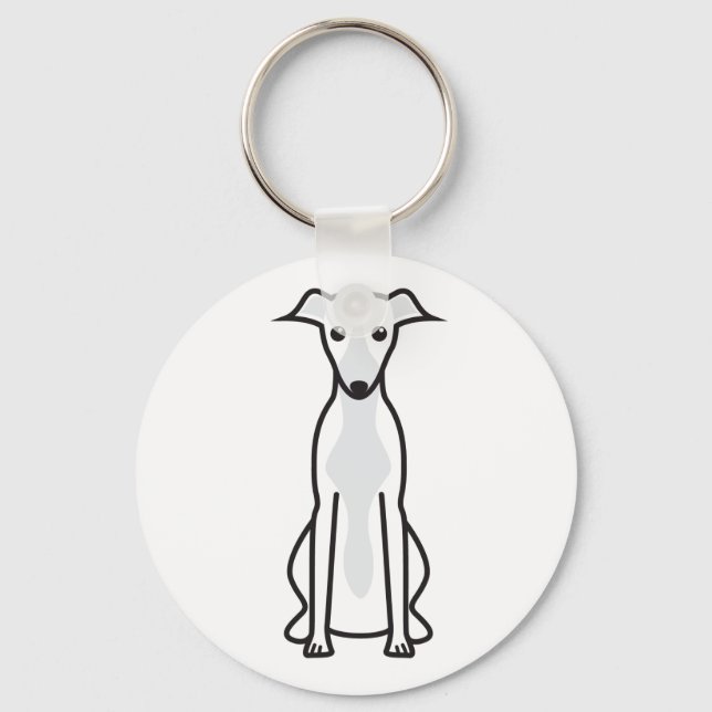 Whippet Dog Cartoon Key Ring (Front)