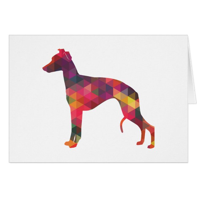 Whippet Dog Geo Pattern Silhouette Multi Card (Front Horizontal)
