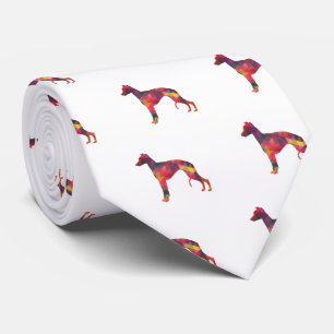 Whippet Dog Geometric Pattern Silhouette Multi Tie