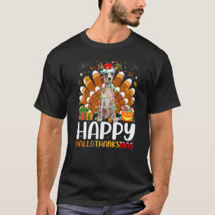 Whippet Dog Halloween Christmas Happy Hallothanks T-Shirt