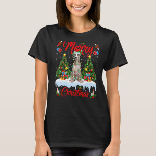 Whippet Dog Lights Xmas Tree Santa Whippet Christm T-Shirt