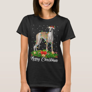 Whippet Dog Lover Matching Santa Hat Whippet Chris T-Shirt