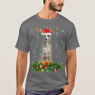 Whippet Dog Lover Reindeer Hat Whippet Christmas  T-Shirt