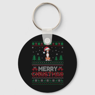 Whippet Dog Lovers Santa Hat Christmas Tree Lights Key Ring