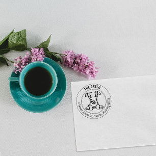 Whippet Dog Return Address Family Rubber Stamp