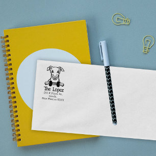 Whippet Dog, Return Address,  Rubber Stamp
