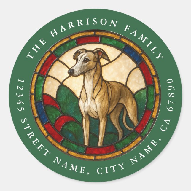 Whippet Dog Round Stickers (Front)