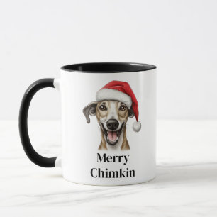 Whippet Dog Santa Hat Christmas Mug