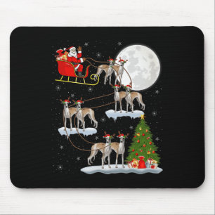 Whippet Dog Santa Sleigh Flying Funny Magical Chri Mouse Mat