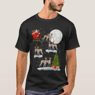 Whippet Dog Santa Sleigh Flying Funny Magical Chri T-Shirt