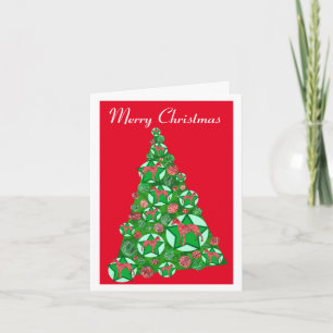 Whippet Dog Silhouette Christmas Tree Red Card