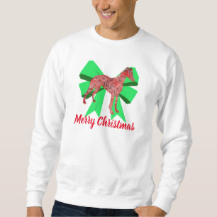 Whippet Dog Silhouette Green Bow Christmas Sweatshirt