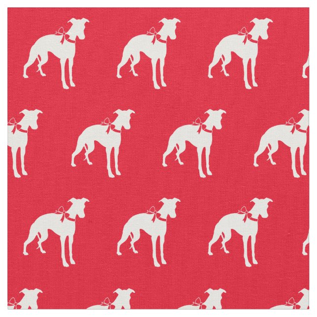 Whippet Dog Silhouette Pet Red Fabric (Close Up)