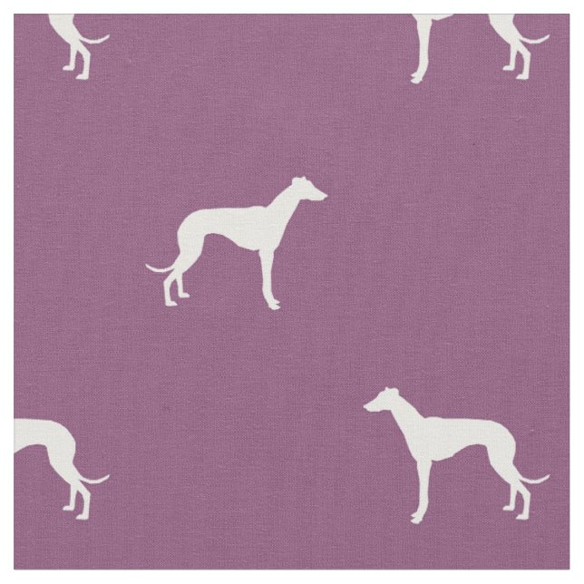 whippet dog silhouette purple fabric (Close Up)