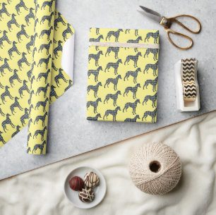 Whippet Dog Silhouette Y&B Yellow Gift Wrapping Paper