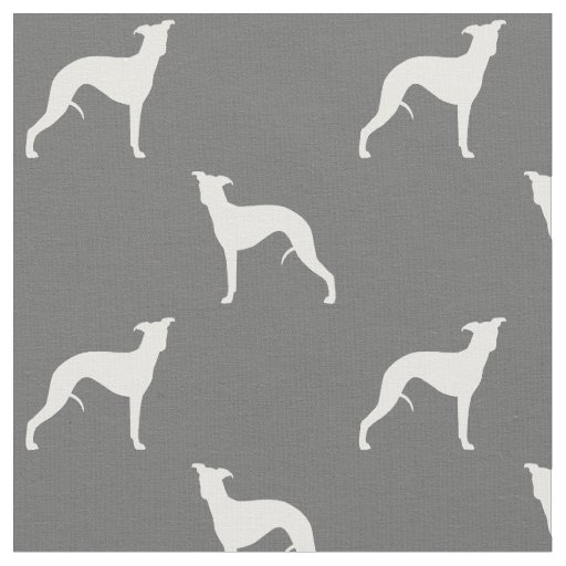 Whippet Dog Silhouettes Pattern Grey And White Fabric Zazzle Co Uk