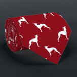 Whippet Dog Silhouettes Pattern Red and White Tie<br><div class="desc">This original Whippets pattern neck tie makes a great gift for dog dads! Available in a variety of colours, this cool tie makes a statement for anyone who loves Whippets. An awesome gift for the guy who wears a tie for business, or for special events like holiday programs, AKC dog...</div>