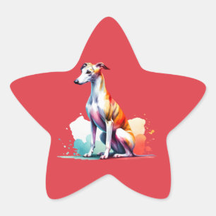 Whippet Dog Star Sticker