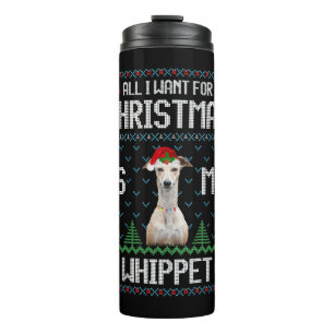 Whippet Dog Ugly Christmas Sweater Thermal Tumbler