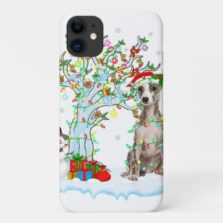 Whippet Dog Xmas Tree Lighting | Santa Hat Gift iPhone 11 Case
