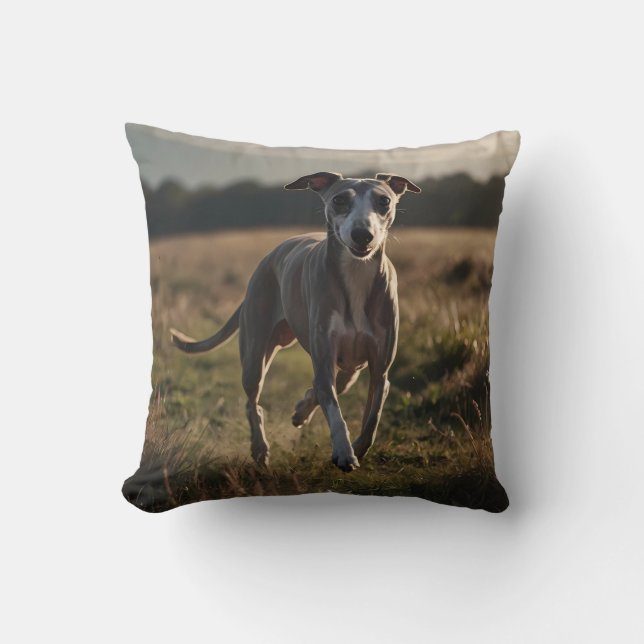 Whippet Elegant Throw Pillow (Front)