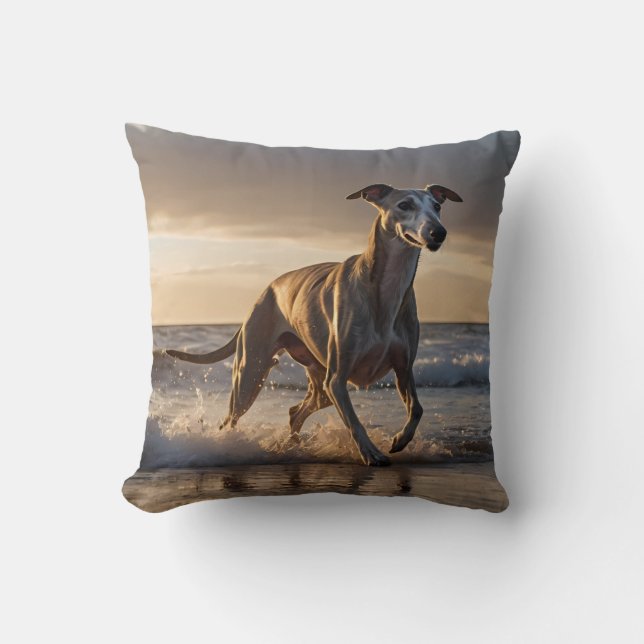Whippet Elegant Throw Pillow (Front)