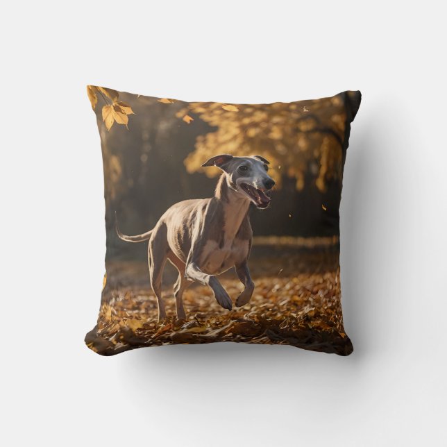 Whippet Elegant Throw Pillow (Front)