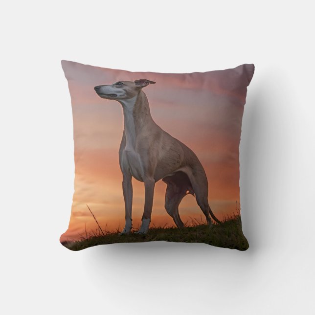 Whippet Elegant Throw Pillow (Front)
