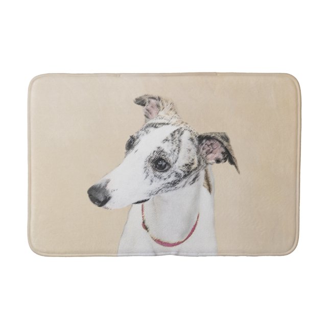 Whippet,English Whippet,Snap,white,brindle,dog,pup Bath Mat (Front)