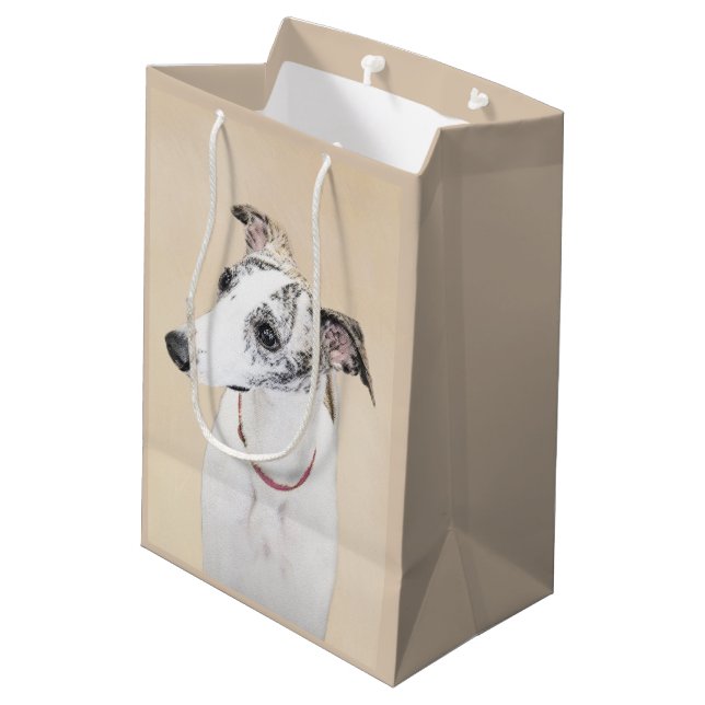 Whippet,English Whippet,Snap,white,brindle,dog,pup Medium Gift Bag (Back Angled)