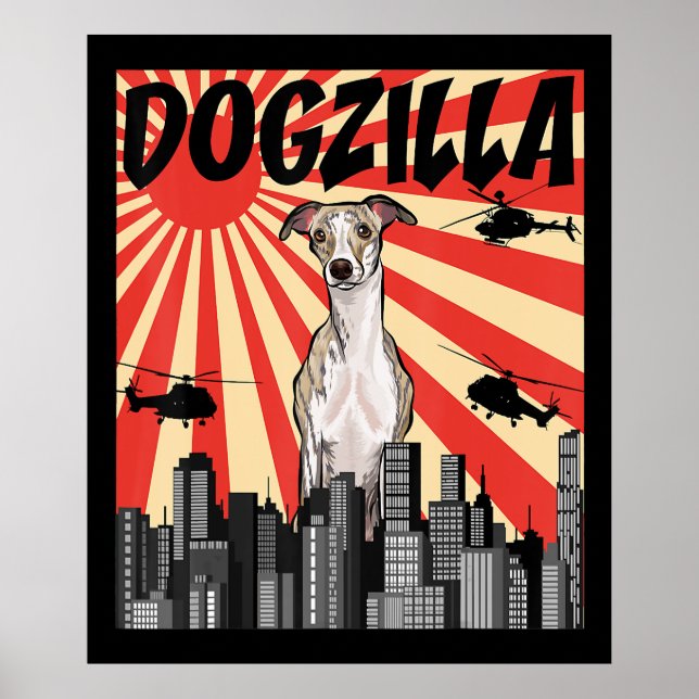 Whippet Gift | funny  japanese dogzilla whippet Poster (Front)