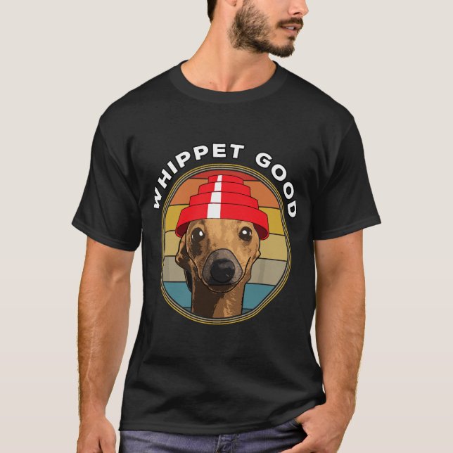 Whippet Good Funny 80's Music Dog T-Shirt (Front)