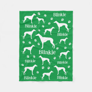 Whippet Green Personalized Dog Blanket