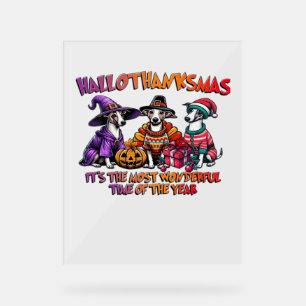 Whippet Halloween Thanksgiving Christmas Oversized Acrylic Sign