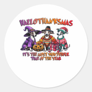 Whippet Halloween Thanksgiving Christmas Oversized Classic Round Sticker