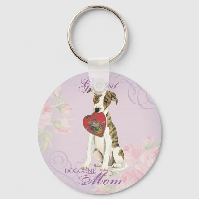 Whippet Heart Mum Key Ring (Front)