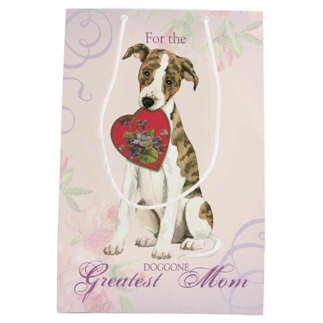 Whippet Heart Mum Medium Gift Bag (Back)