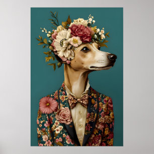 Whippet In Suit Poster, Whippet Portrait, Whippet Poster